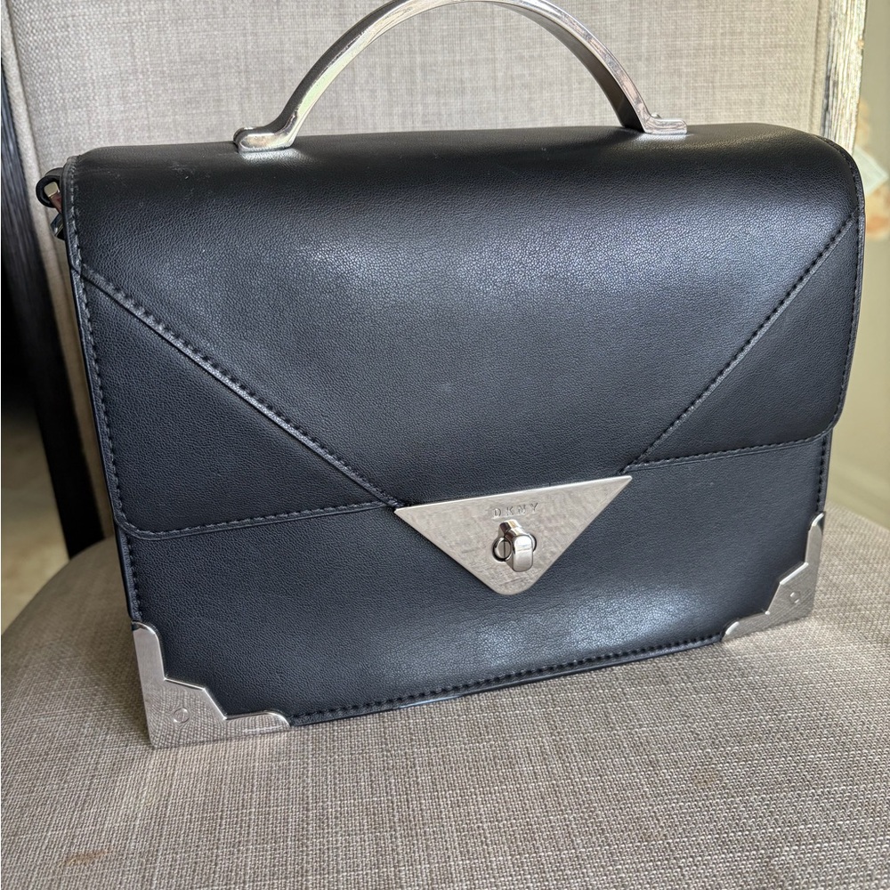 DKNY Black Jaxone Crossbody Bag with Silver Accents